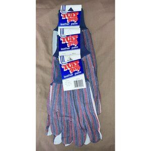 Lot of 3 Boss #4090 Split Leather Palm Cotton Back Work Gloves